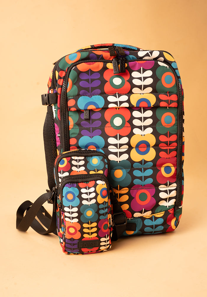 Eleventh angle of Retro Flower Print Cabin Bag, lightweight Cabin Bag with Retro Flower Print.