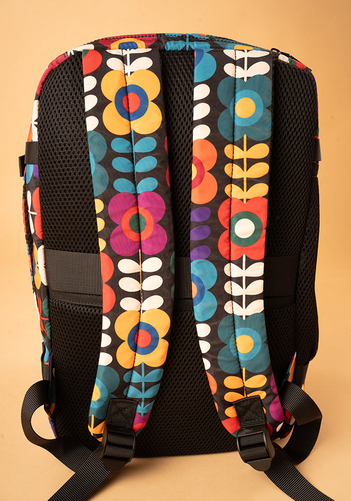 Ninth angle of Retro Flower Print Cabin Bag, lightweight Cabin Bag with Retro Flower Print.