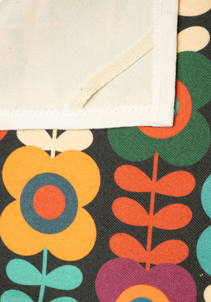 Retro Flower Print Tea Towel