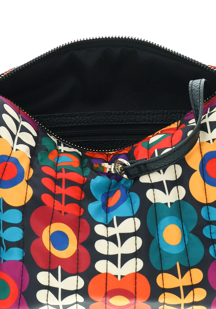 Retro Flower Print Quilted Makeup Bag