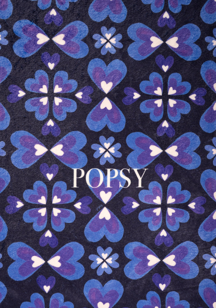 Second angle of Retro Painted Hearts Print Pop-under Plush Blanket