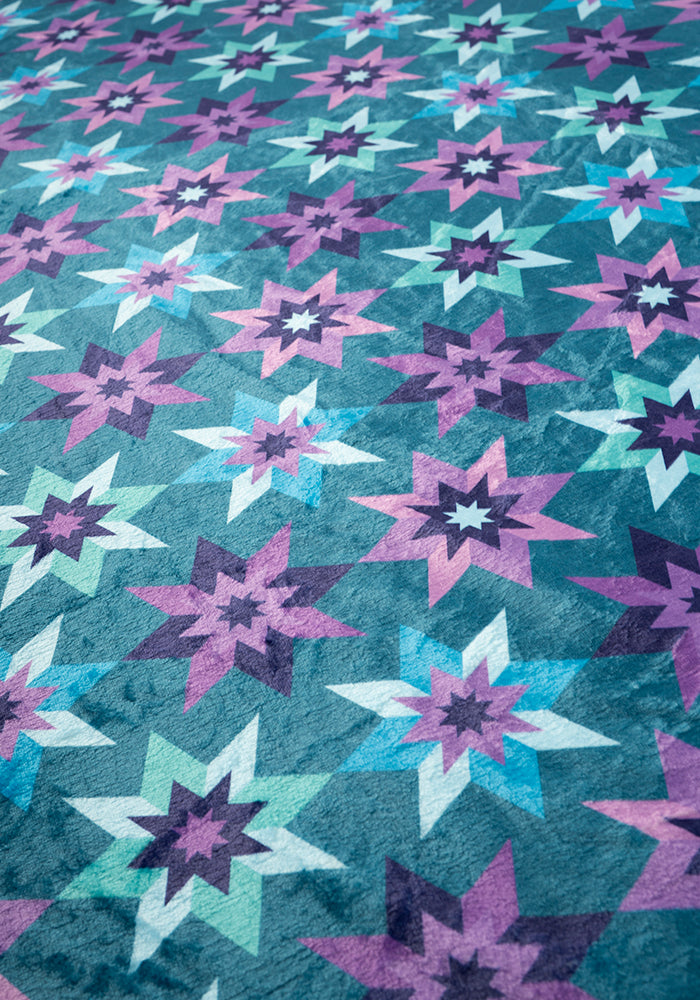 Sixth angle of Retro Stars Print Pop-under Plush Blanket