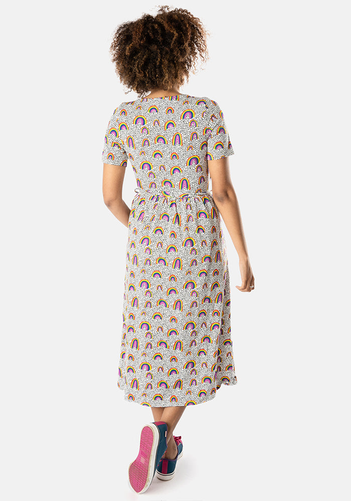 Revel Summer Rainbow Print Cotton Midi Dress