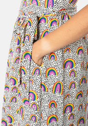 Revel Summer Rainbow Print Cotton Midi Dress