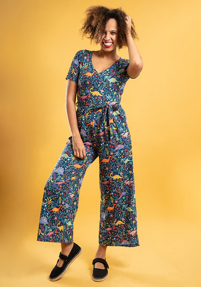 Rex Dinosaurs Print Culotte Leg Jumpsuit