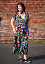 Reya Rainbow Jewels Print Viscose Midi Dress