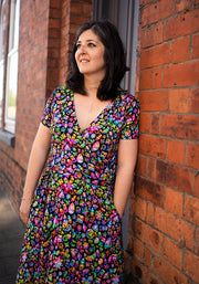 Reya Rainbow Jewels Print Viscose Midi Dress