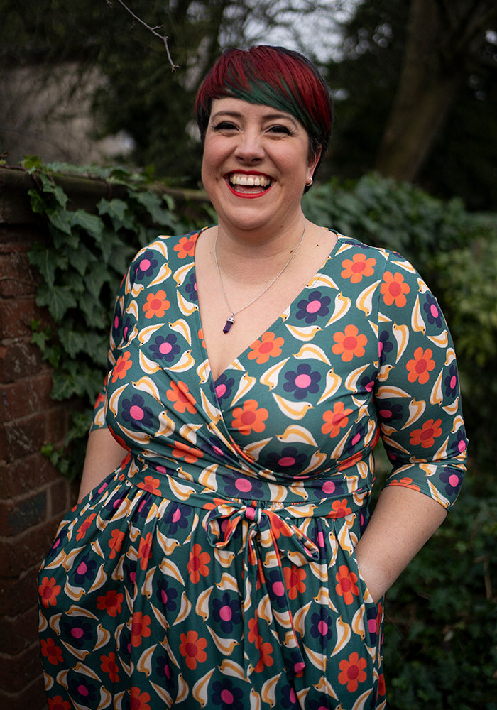 Rhett Retro Bird Print Midi Dress