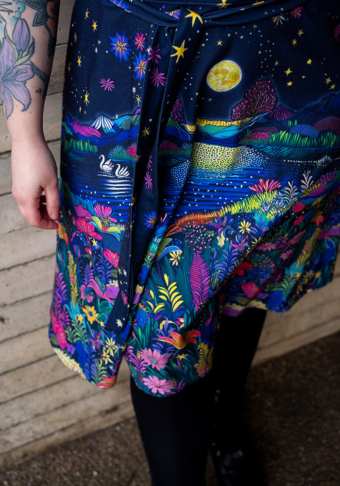 Fifth angle of Rhianna Moonlit Lake Border Print Dress