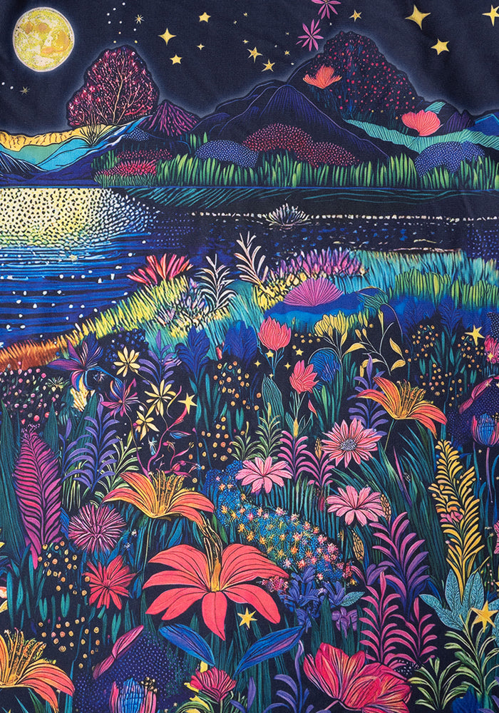 Second angle of Rhianna Moonlit Lake Border Print Dress