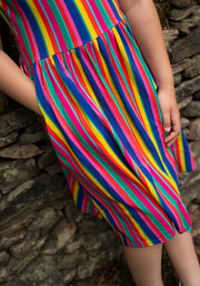 Children's Colourful Stripes Print Cotton Dress (Rhoda)