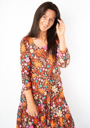Ridgely Modern Floral Print Midaxi Dress