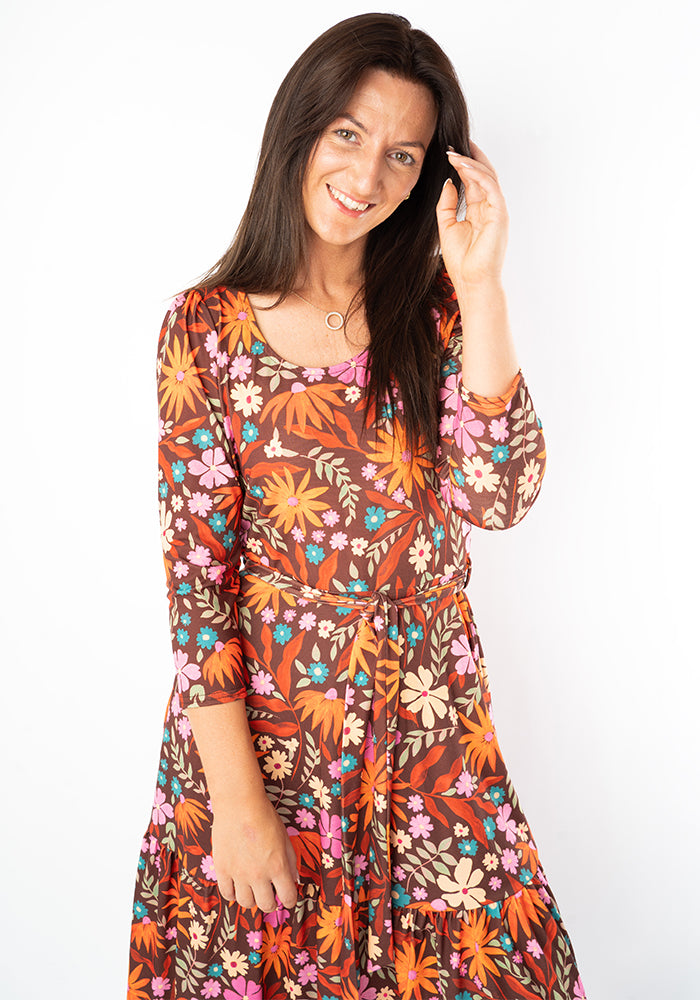 Ridgely Modern Floral Print Midaxi Dress