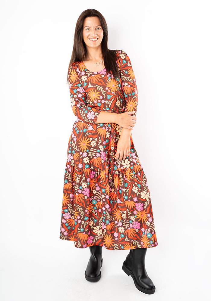 Ridgely Modern Floral Print Midaxi Dress