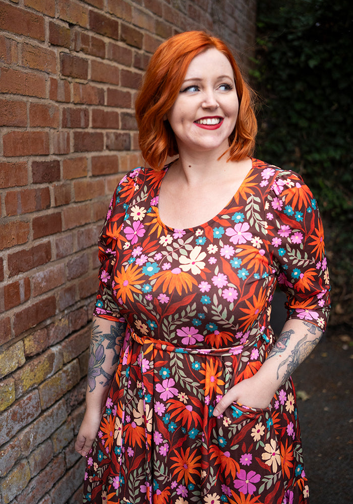 Eleventh angle of Ridgely Modern Floral Print Midaxi Dress