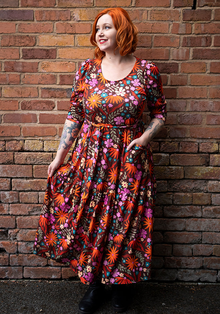 Ridgely Modern Floral Print Midaxi Dress