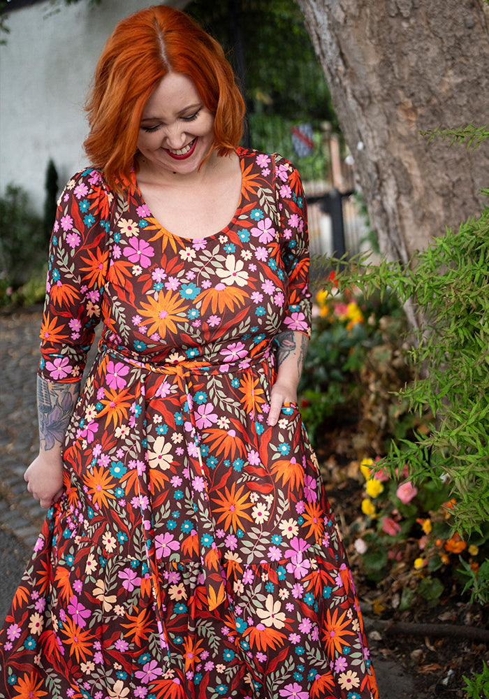 Tenth angle of Ridgely Modern Floral Print Midaxi Dress