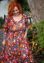 Ridgely Modern Floral Print Midaxi Dress