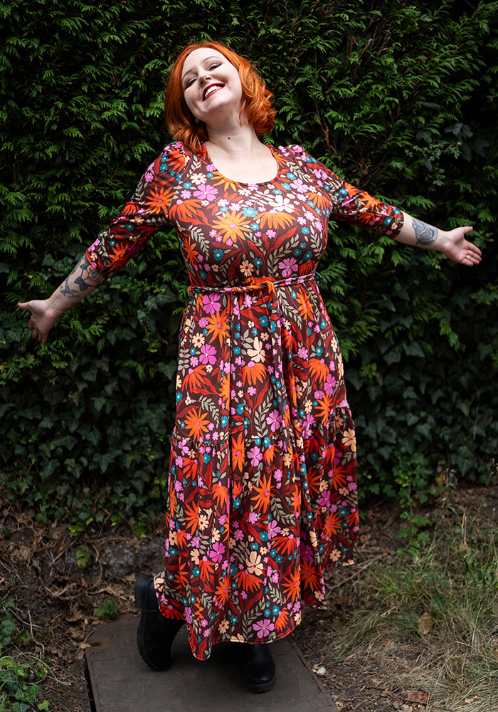 Ridgely Modern Floral Print Midaxi Dress