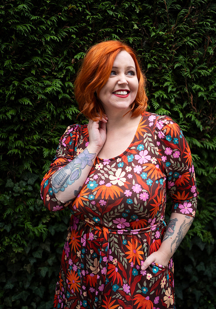 Sixth angle of Ridgely Modern Floral Print Midaxi Dress