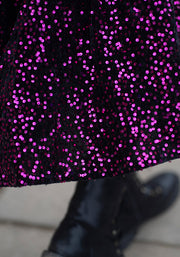 Rika Pink & Black Sequin Gathered Waist Midi Dress