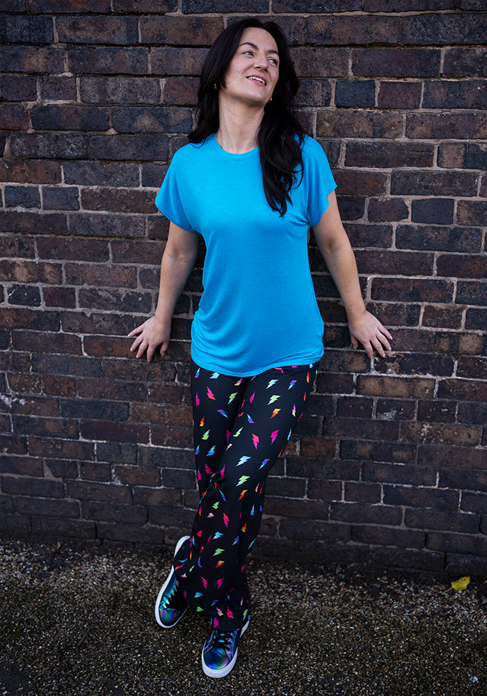 Third angle of Rina Lightning Bolt Print Full Length Trousers