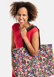 Rainbow Floral Print Beach Bag