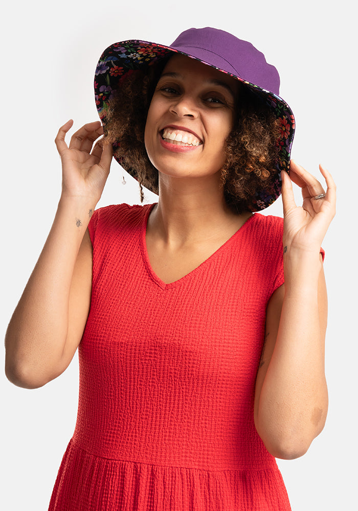 Rainbow Floral Print Bucket Hat