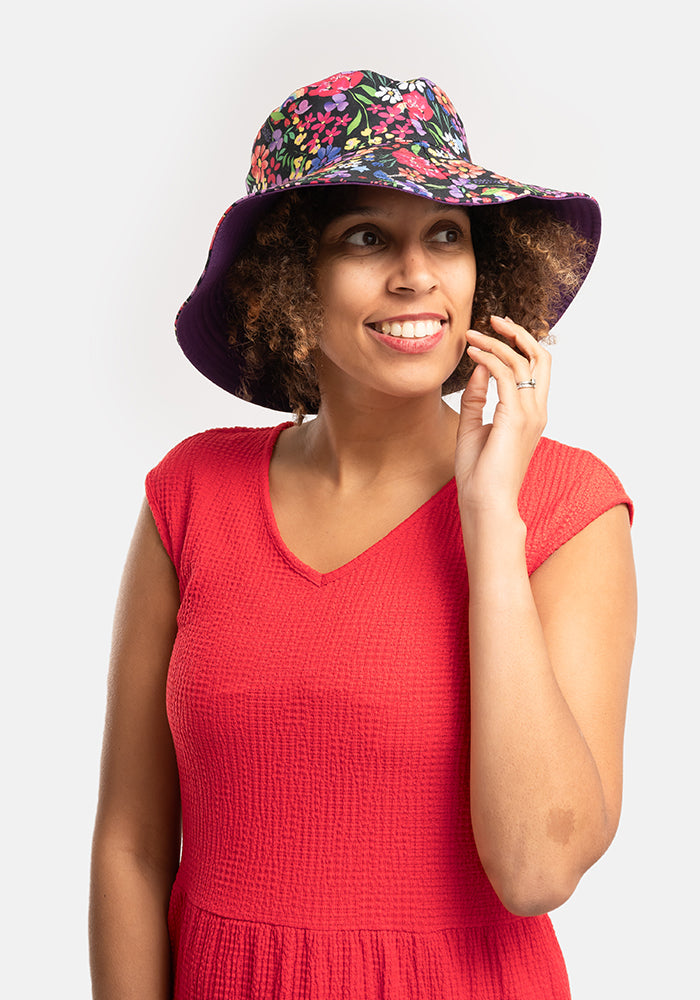 Rainbow Floral Print Bucket Hat