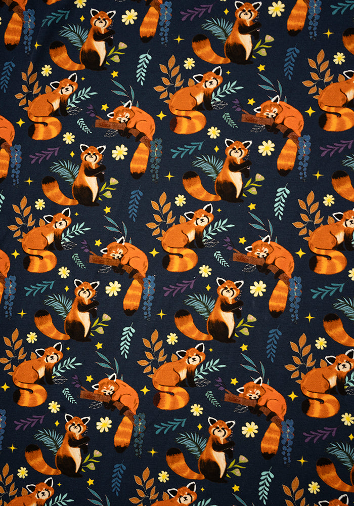 Ripley Red Pandas Print Cotton Midi Dress
