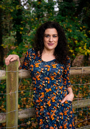 Ripley Red Pandas Print Cotton Midi Dress