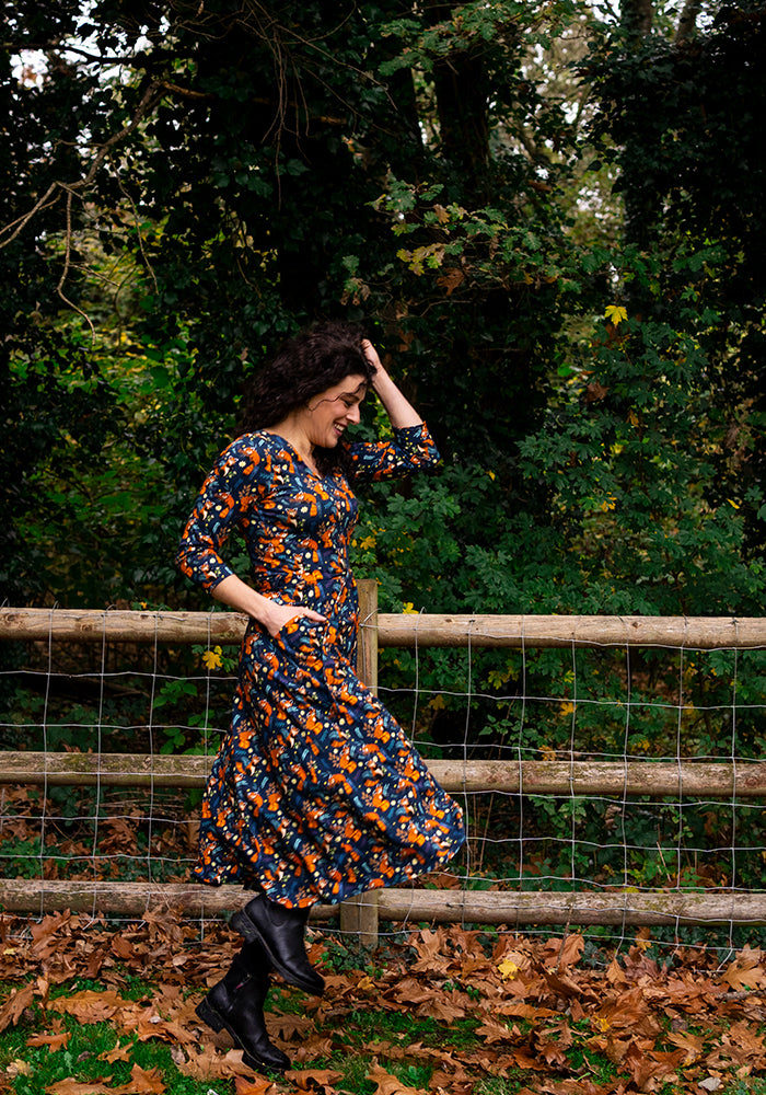 Ripley Red Pandas Print Cotton Midi Dress