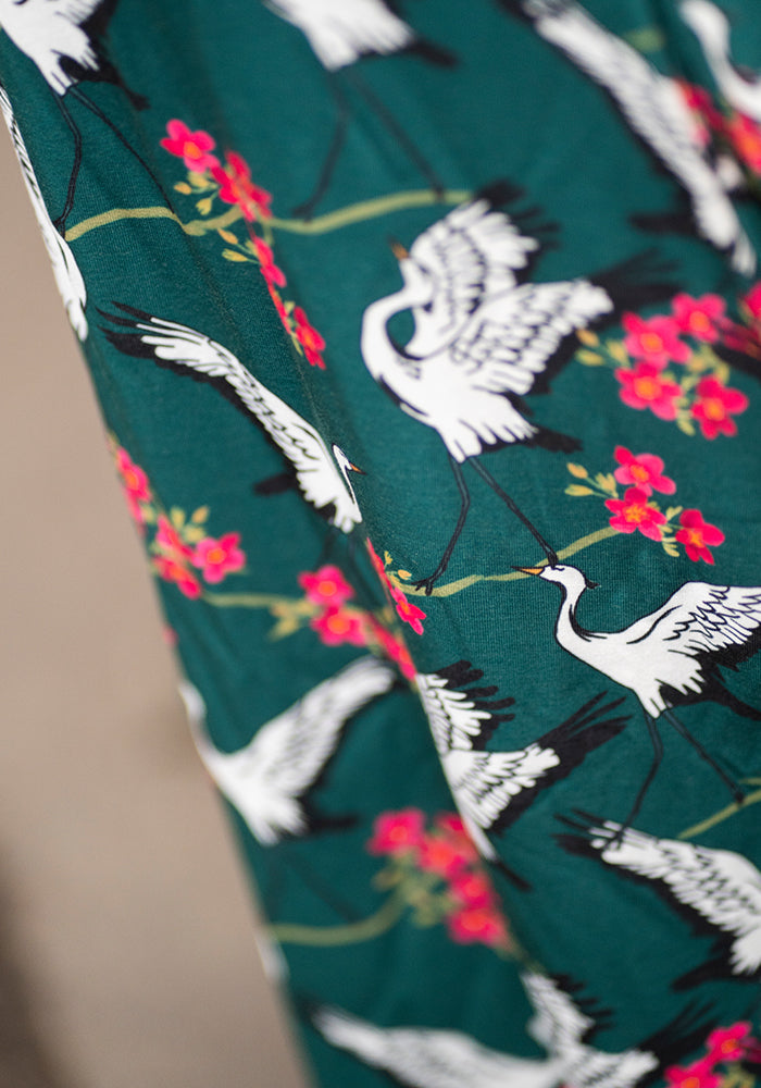 Third angle of Rivka Dancing Bird Print Trapeze Dress