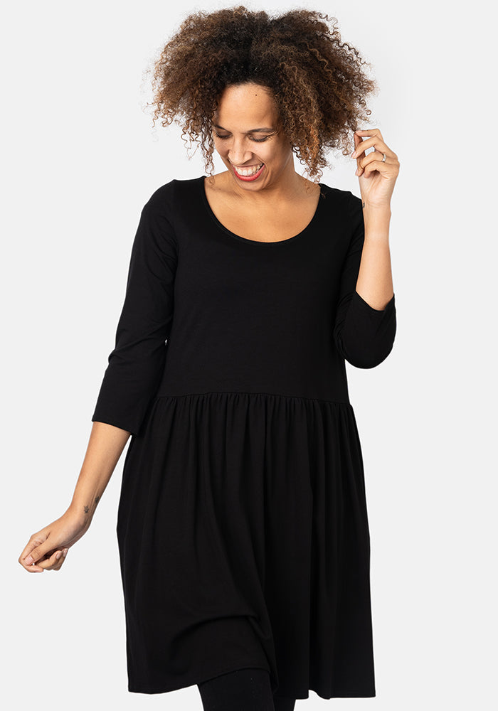 Riya Black Gathered Waist Tunic