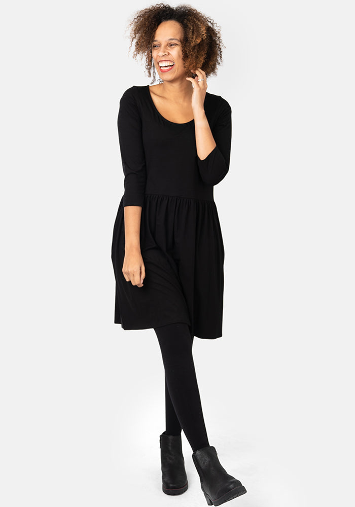 Riya Black Gathered Waist Tunic