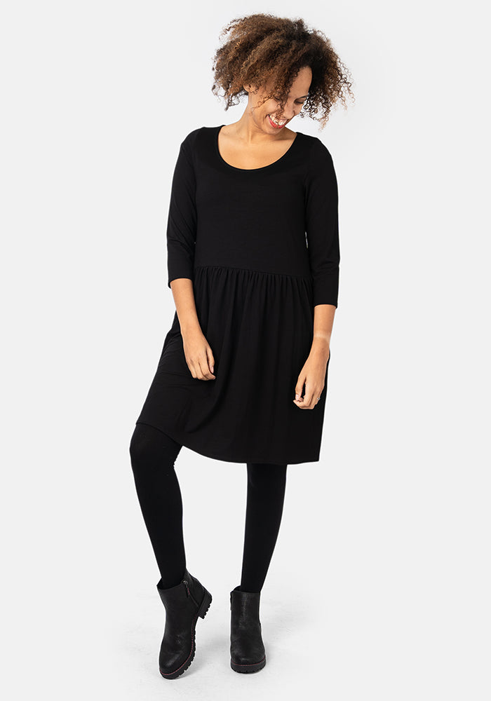 Riya Black Gathered Waist Tunic