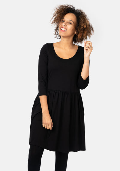 Riya Black Gathered Waist Tunic