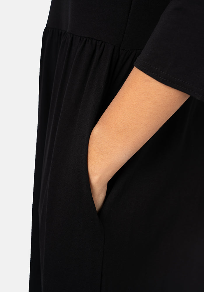 Riya Black Gathered Waist Tunic