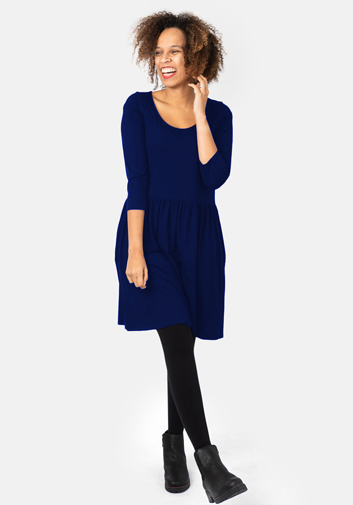 Riya Navy Gathered Waist Tunic
