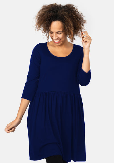 Riya Navy Gathered Waist Tunic