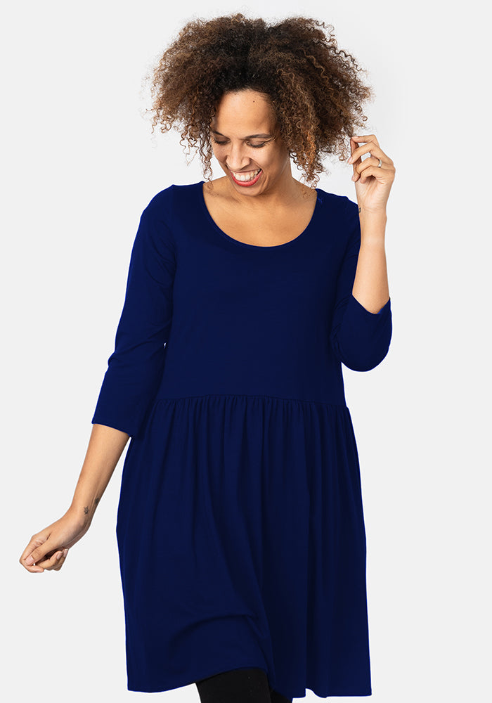 Riya Navy Gathered Waist Tunic