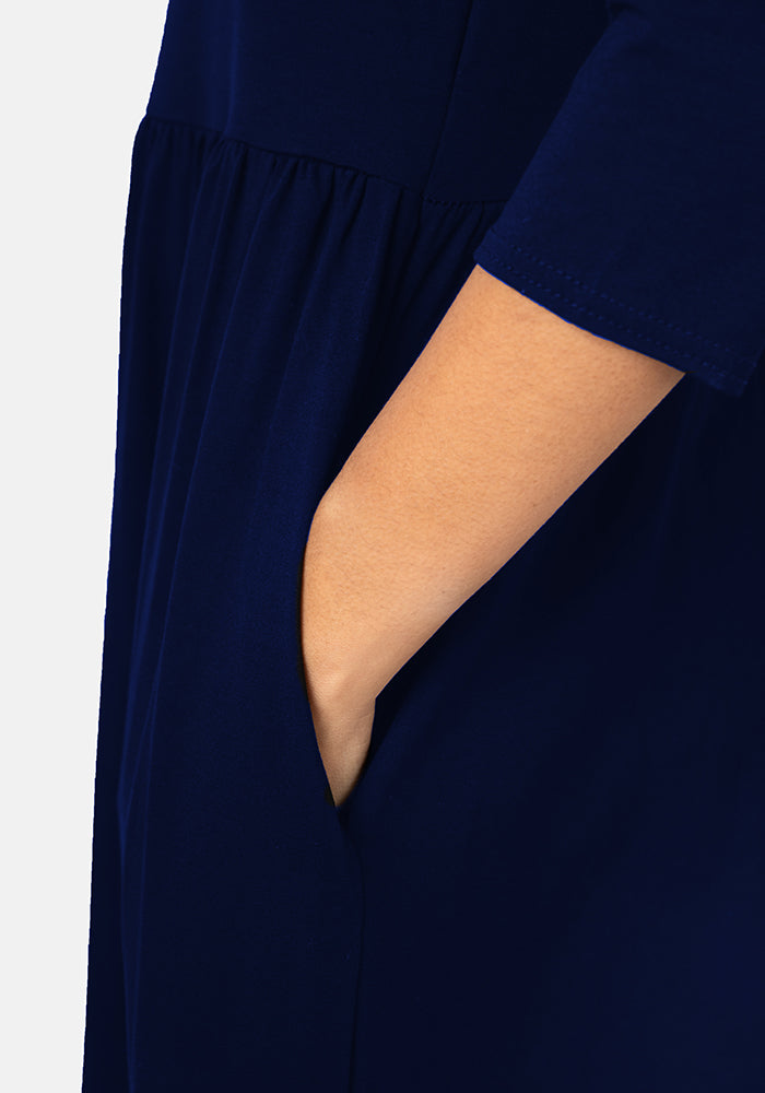 Riya Navy Gathered Waist Tunic
