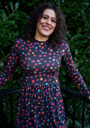 Romy Colourful Stars Print Tiered Hem Dress