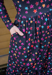 Romy Colourful Stars Print Tiered Hem Dress
