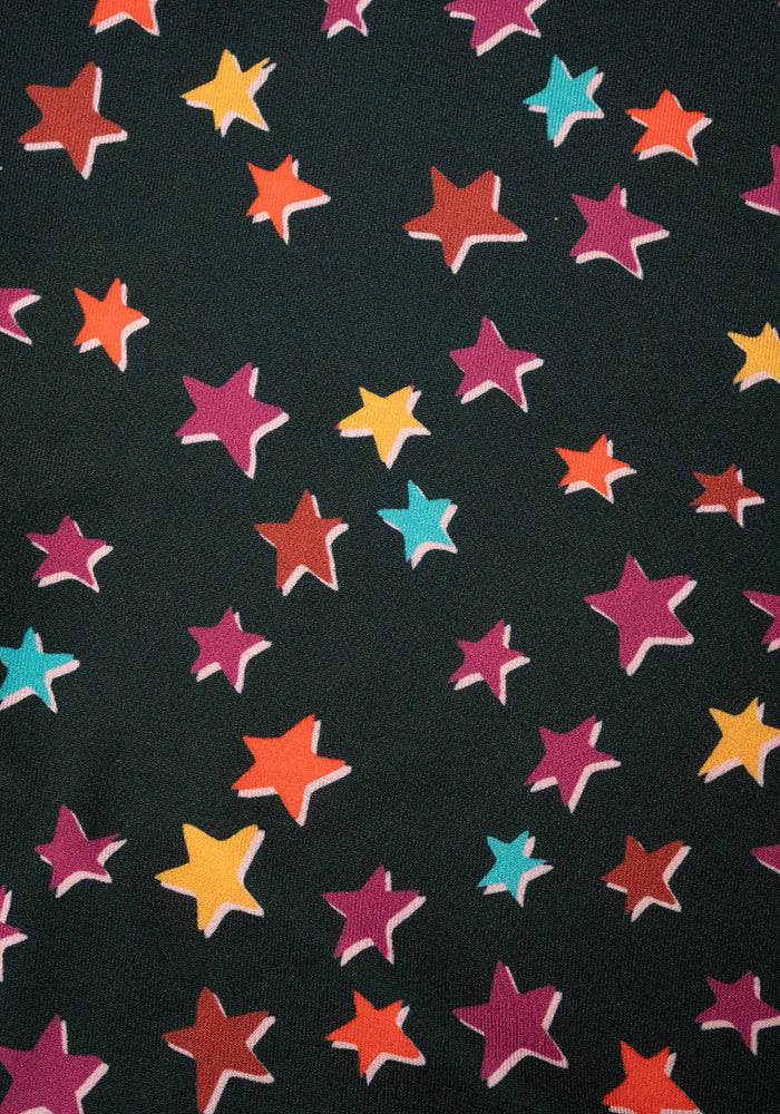 Romy Colourful Stars Print Tiered Hem Dress