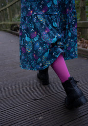Rosalie Peacock Print Tiered Hem Midi Dress