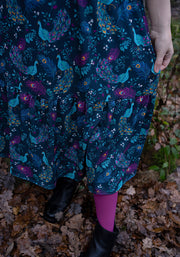 Rosalie Peacock Print Tiered Hem Midi Dress