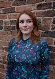 Rosalie Peacock Print Tiered Hem Midi Dress