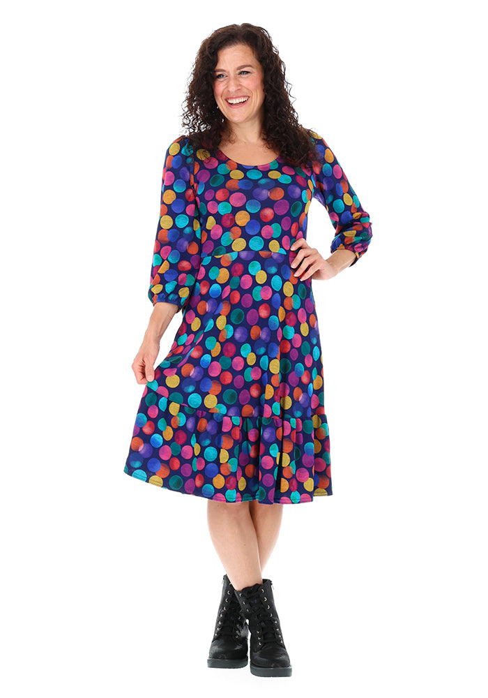 Rosalyn Navy Bright Spots Print Dress
