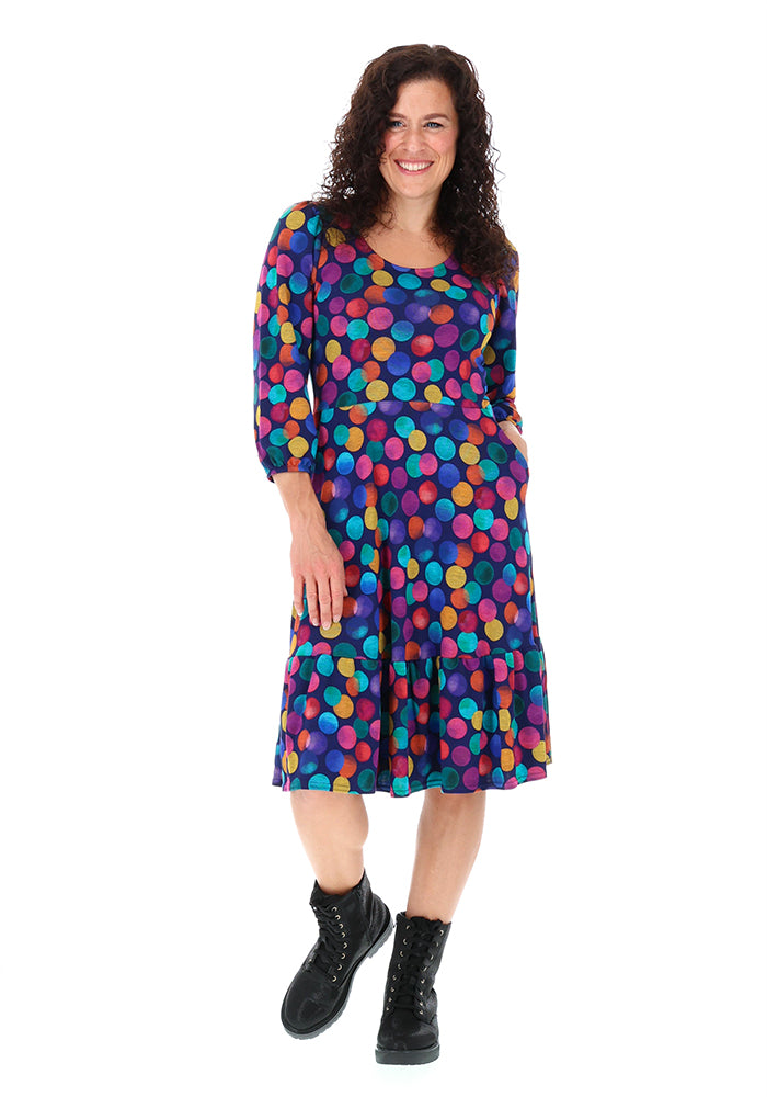 Rosalyn Navy Bright Spots Print Dress